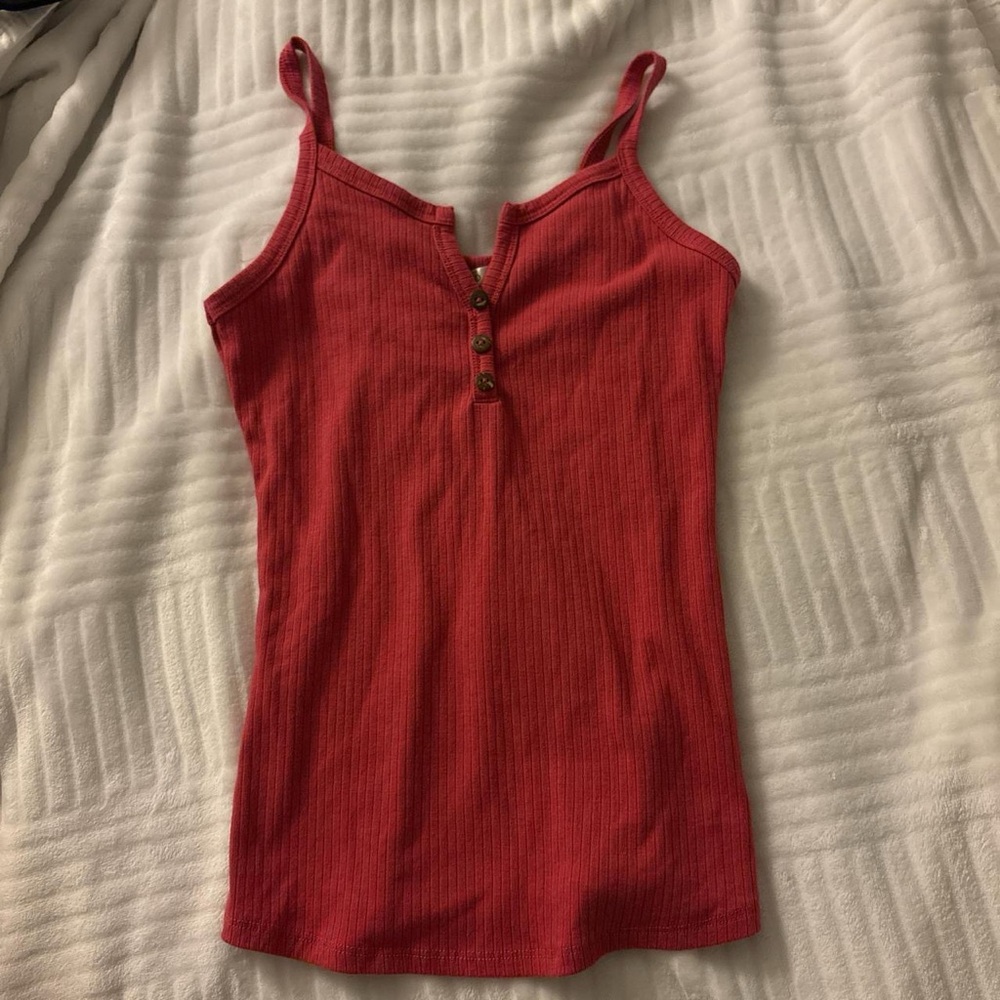 Bozzolo Red Tank Top with Button Detail
